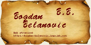 Bogdan Belanović vizit kartica
